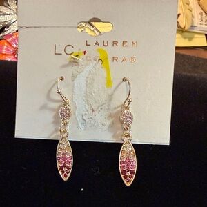 LC Lauren Conrad Gold and Pink Teardrop Earrings